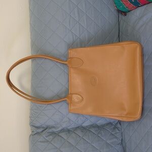 Longchamp Leather Tote - Camel Tan With Side Snaps